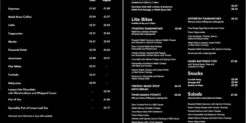 Mezz Cafe inside Leekes Menu