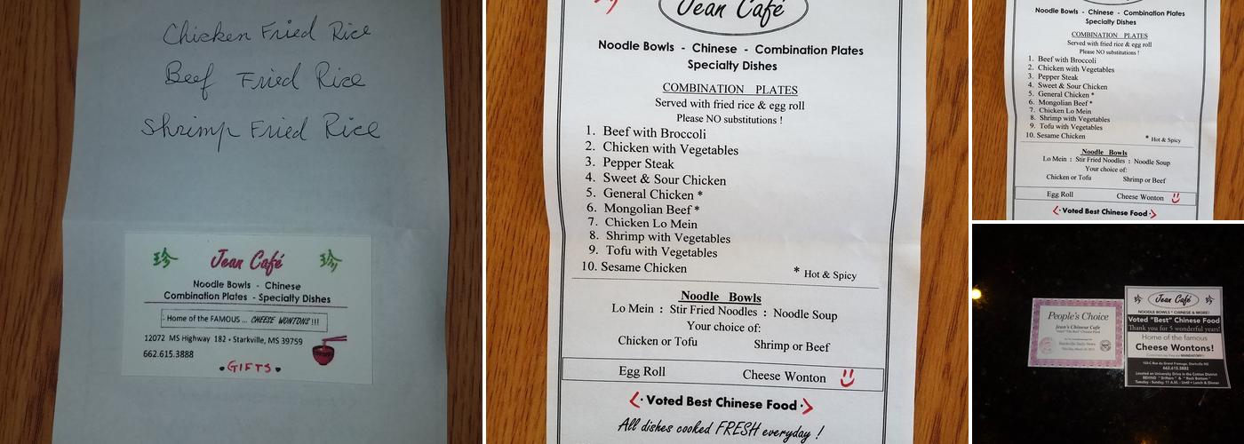 Jean Cafe - Noodle Bowl Chinese Menu