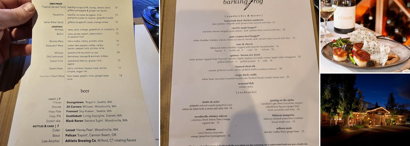 Barking Frog Menu