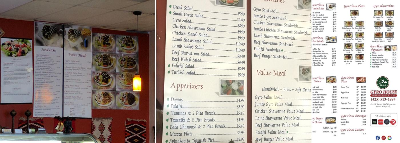 Gyro House Mediterranean Cafe Menu