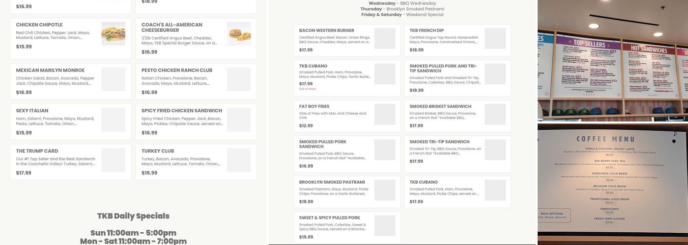 TKB Bakery & Deli Menu