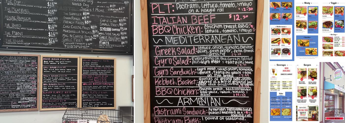 Chicago Pastrami Menu