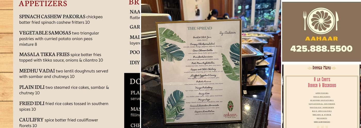 Aahaar an Indian Eatery Menu