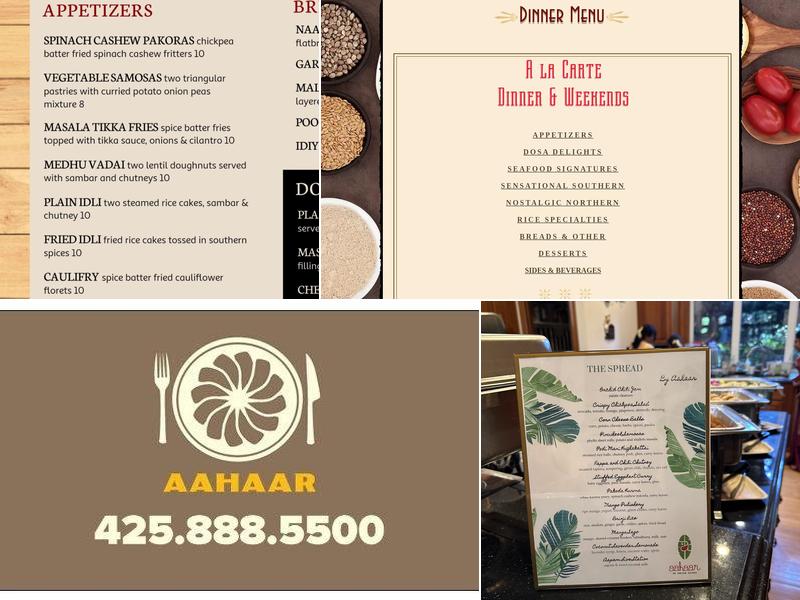 Aahaar an Indian Eatery Menu