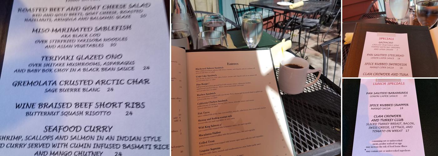 Fins Bistro Menu