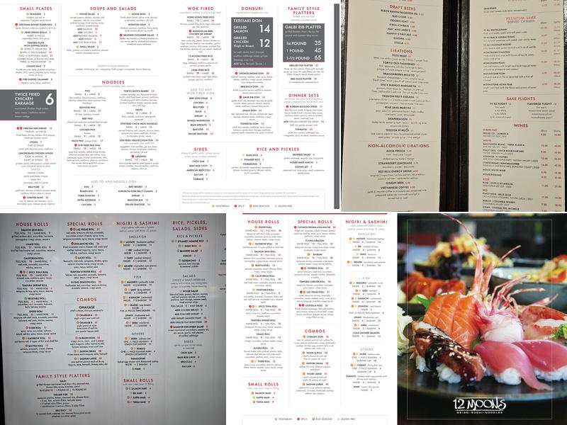 12 Moons Menu