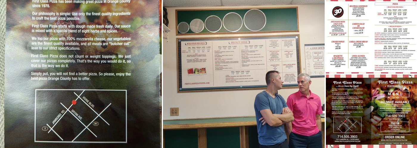 First Class Pizza Menu