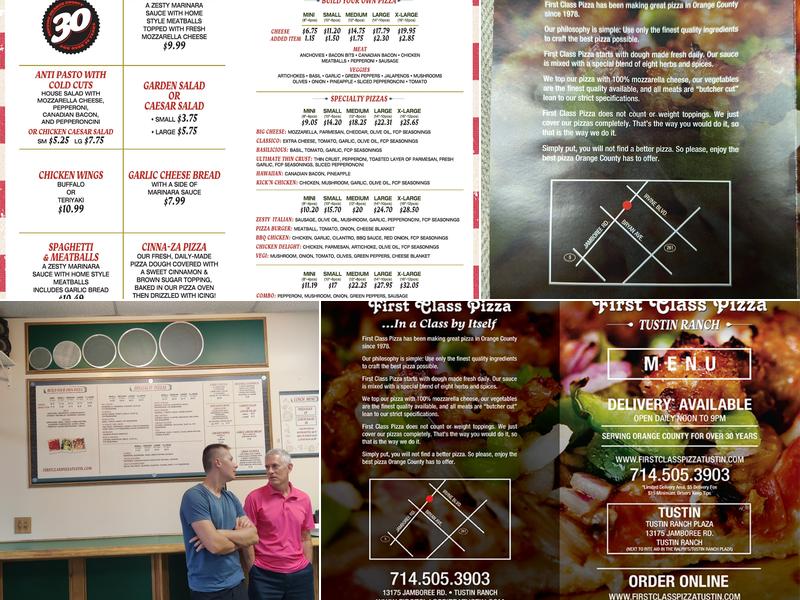 First Class Pizza Menu