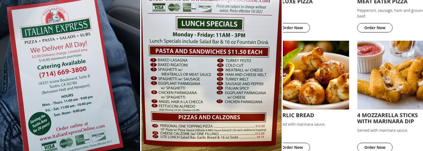 Italian Express Menu