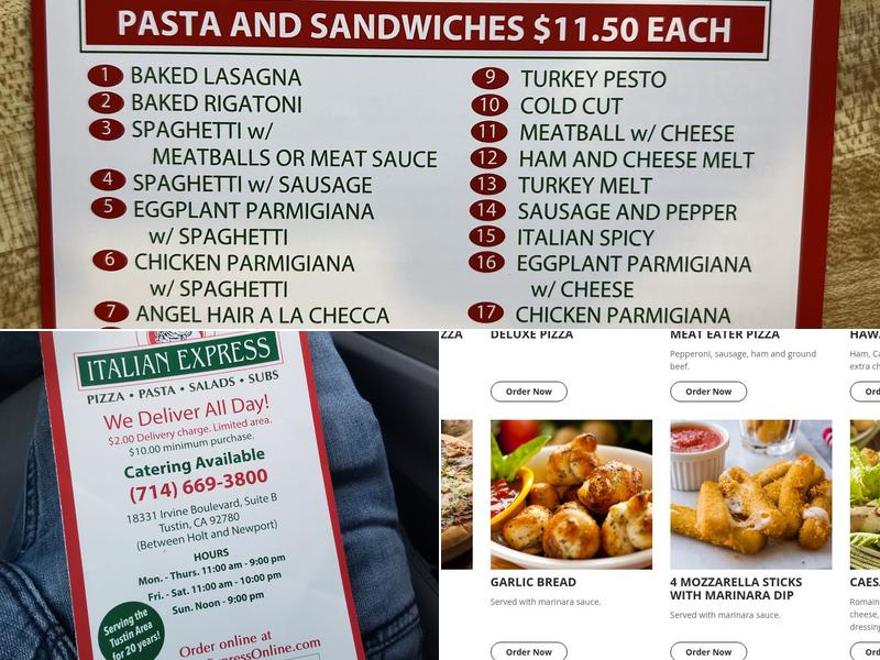 Italian Express Menu