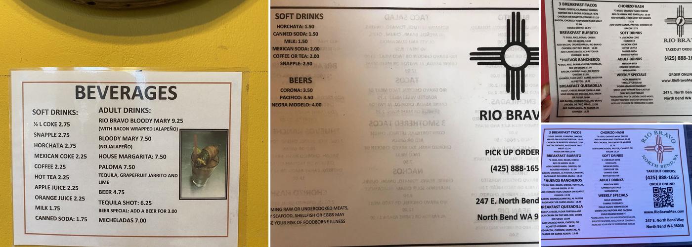 Rio Bravo Menu