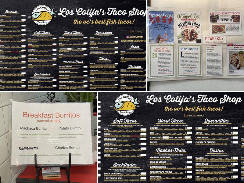 Los Cotijas Taco Shop Menu