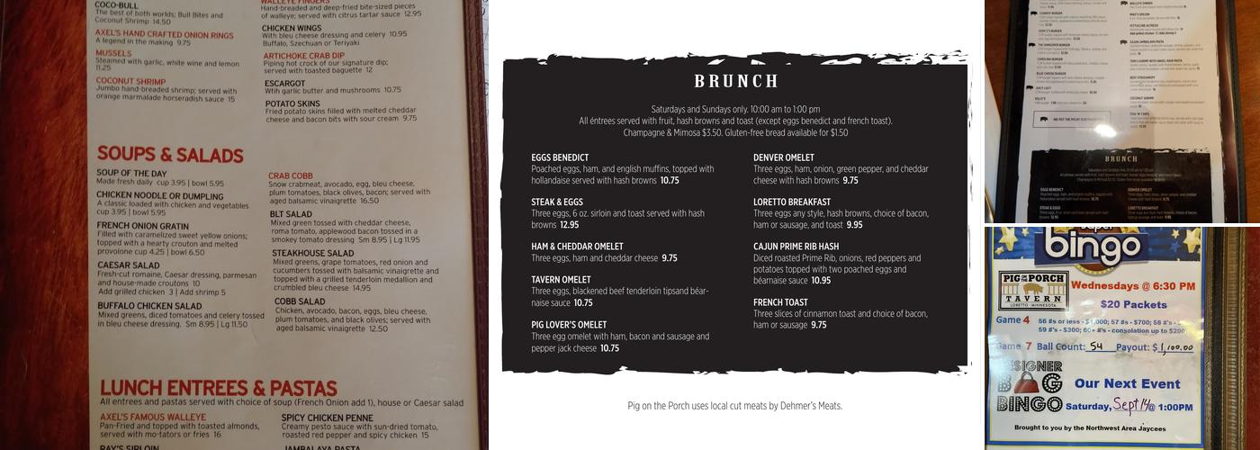 Pig On The Porch Menu