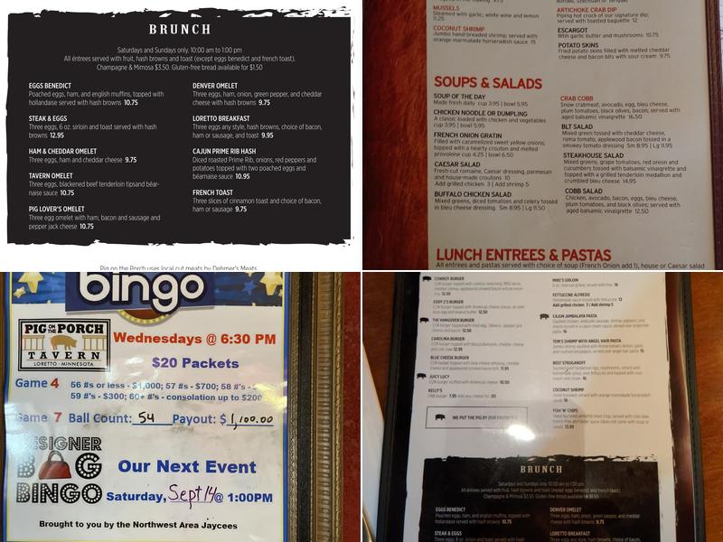 Pig On The Porch Menu