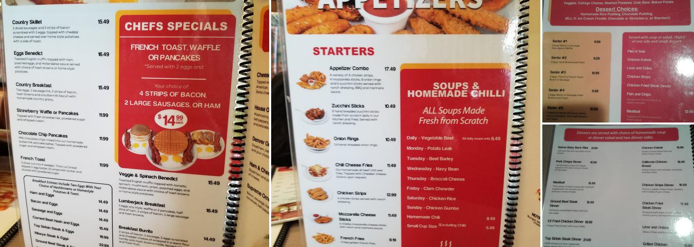 Spires Restaurant Menu