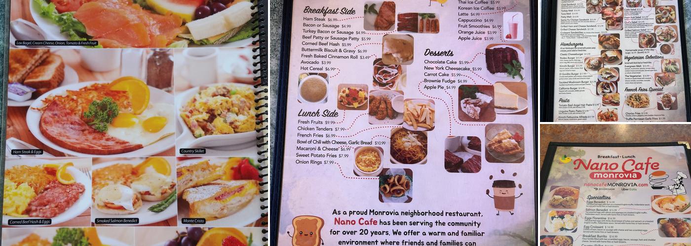 Nano Cafe Menu