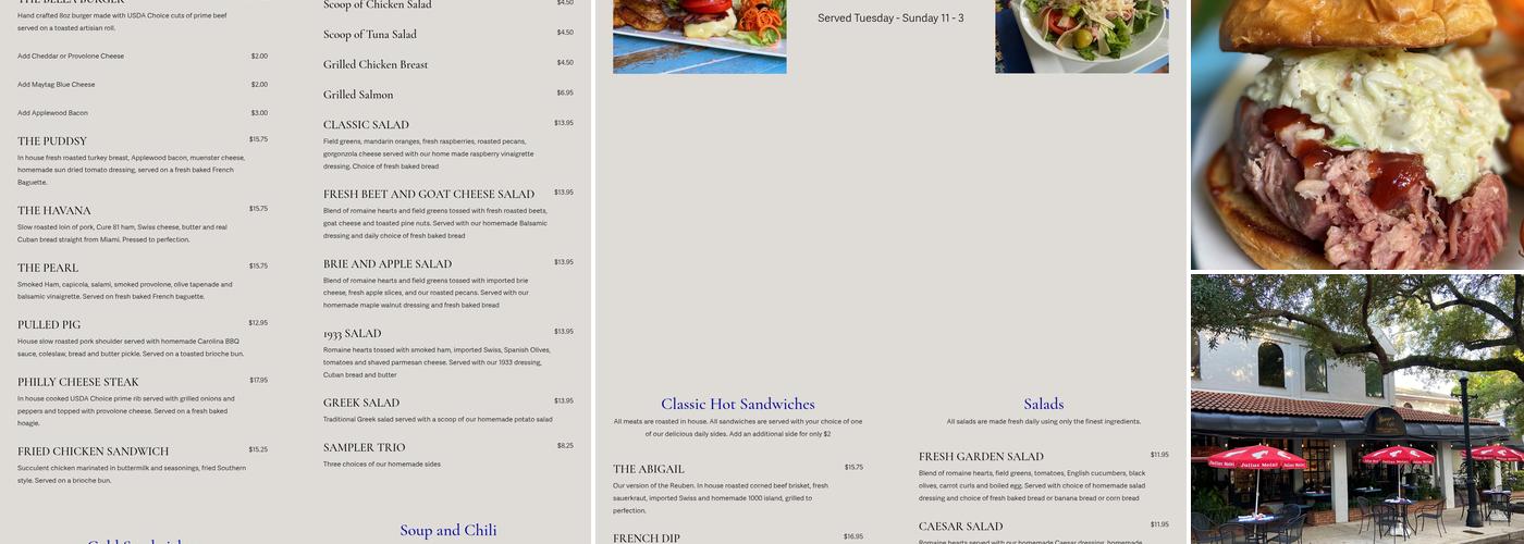 George's Cafe Menu