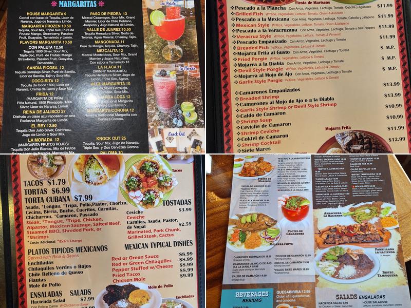 La Hacienda Menu