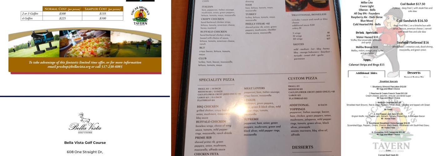 Oscar Brown's Tavern Menu