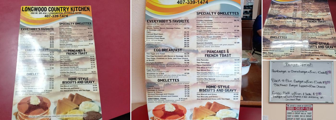 Country Kitchen Menu