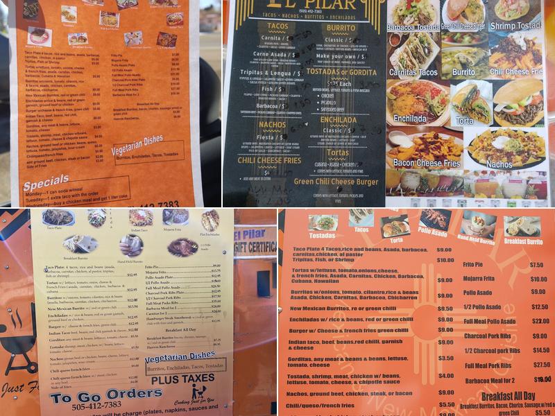El Pilar Food Truck Menu