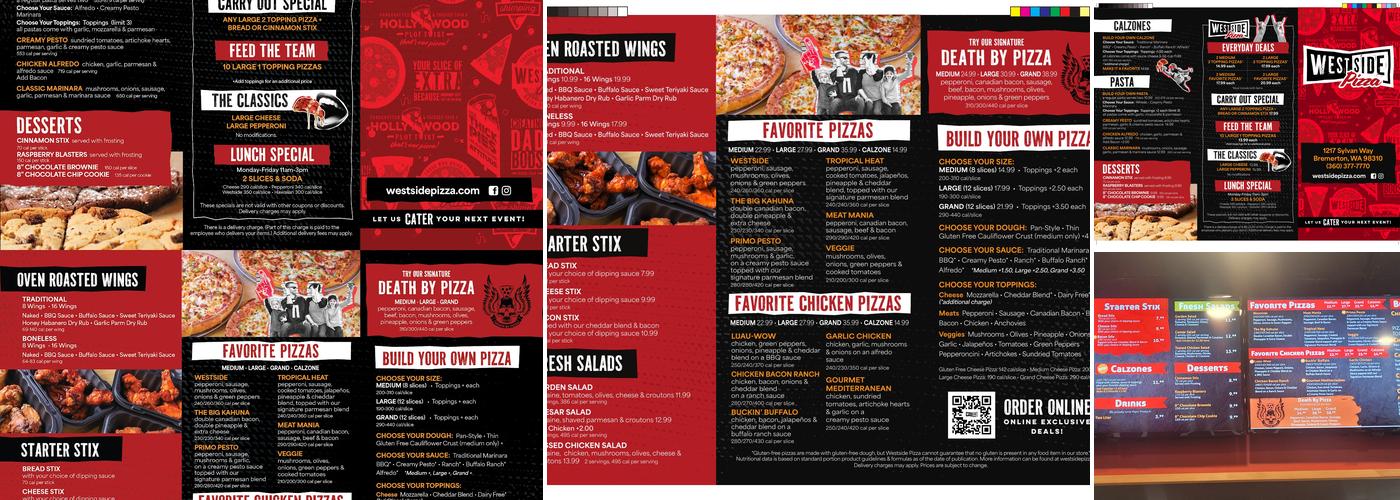 Westside Pizza Menu