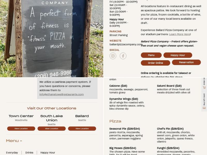 Ballard Pizza Company - Frelard Menu