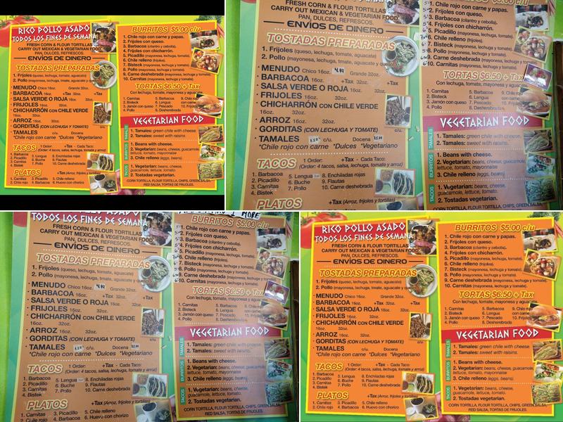 Tortilleria Temosachi Menu