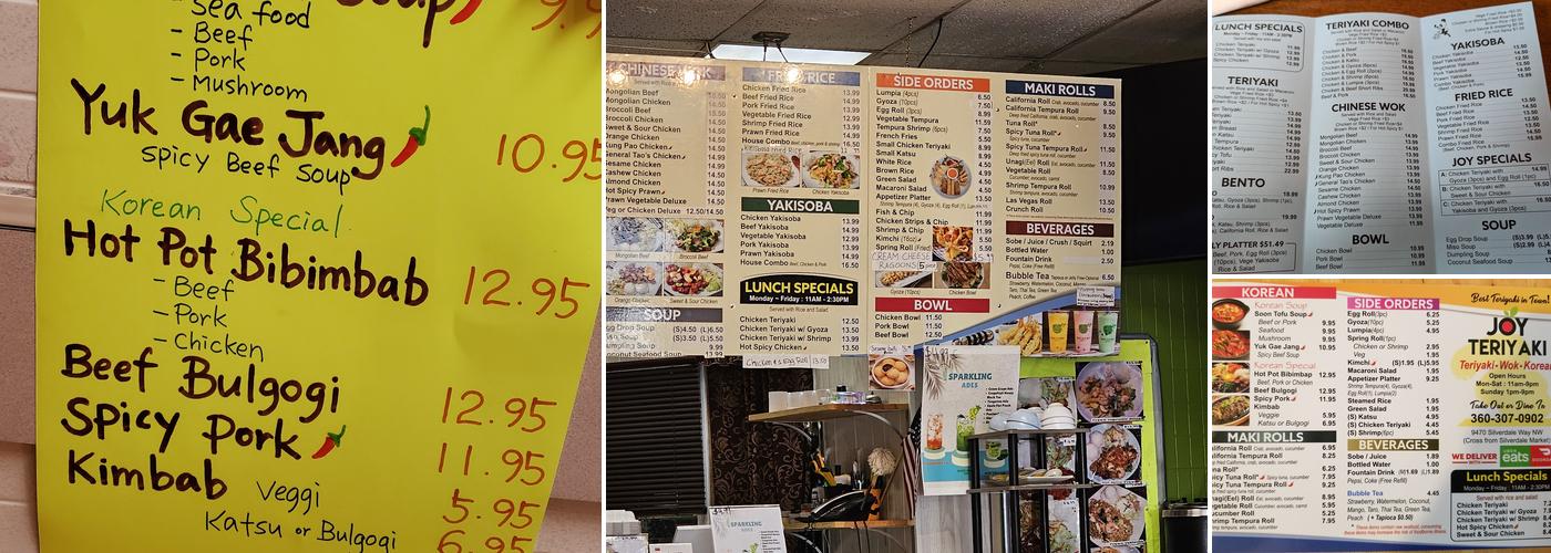 Joy Teriyaki Menu