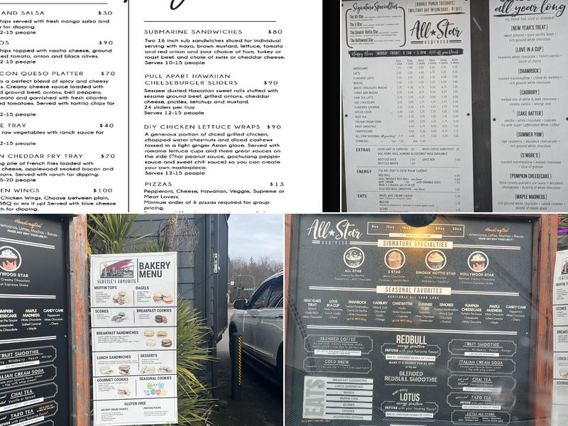 All Star Espresso Menu