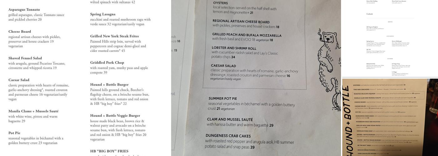 Hound + Bottle Menu