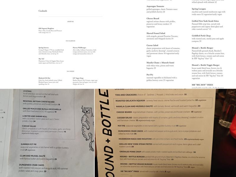 Hound + Bottle Menu