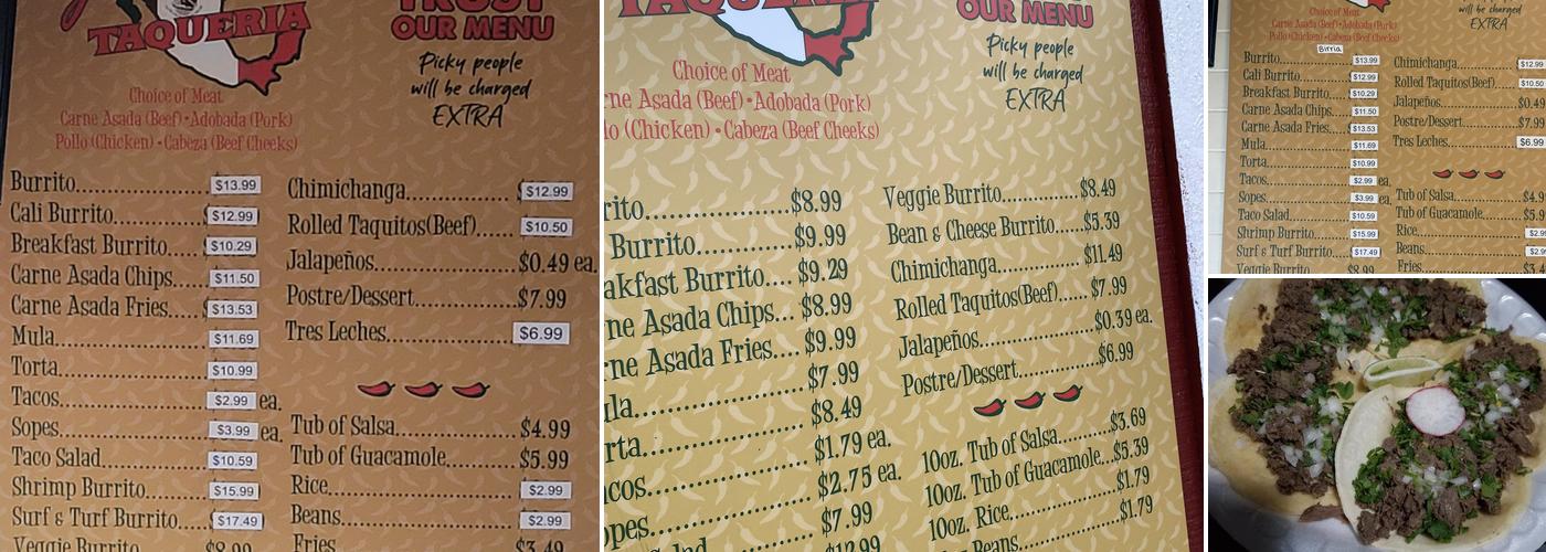 Juanito's Taqueria Menu