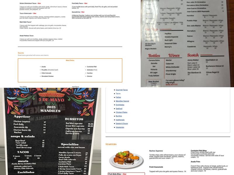 Mandiles Mexican Grill and Mezcal Bar Menu