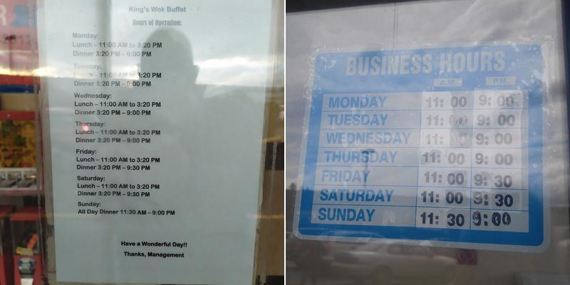 King's Wok Buffet Menu