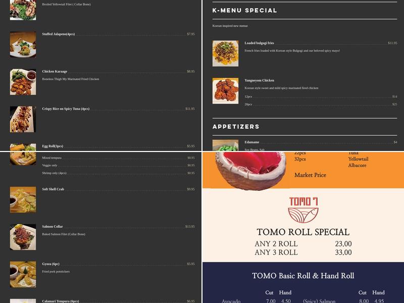 Tokyo Roll and Noodle Menu