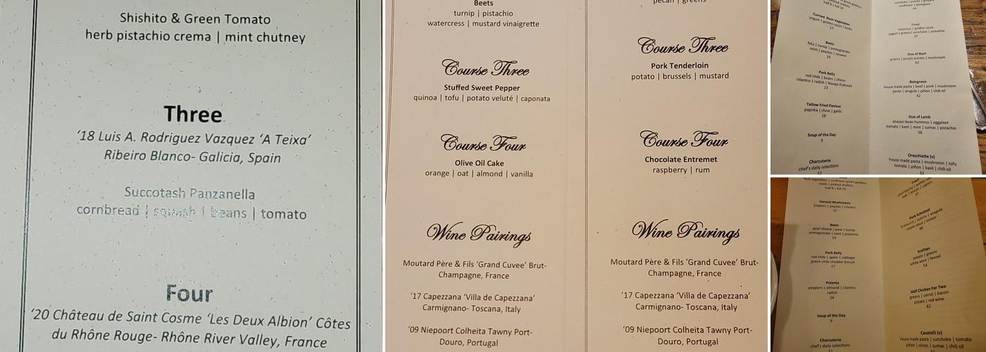 Farm & Table Menu