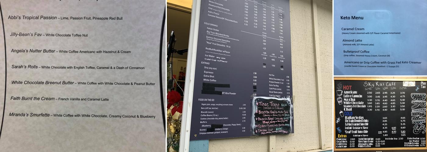Sky Kai Caffe Menu