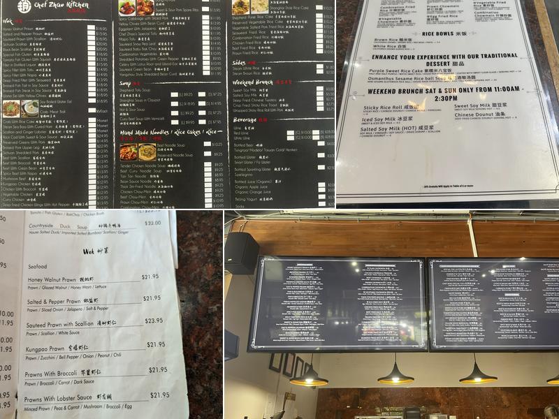 Chef Zhao Kitchen Menu