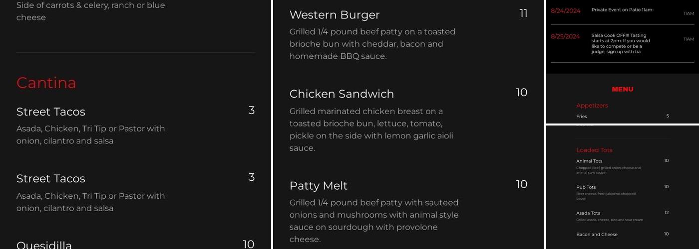 The Hook Bar & Grill Menu