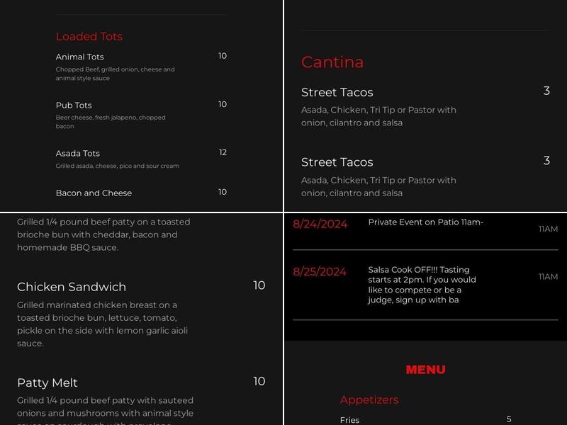 The Hook Sports Bar & Grill Menu