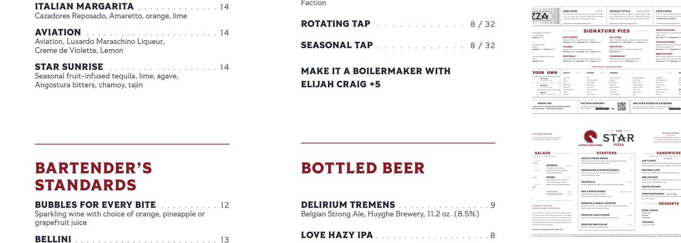 The Star on Park Menu