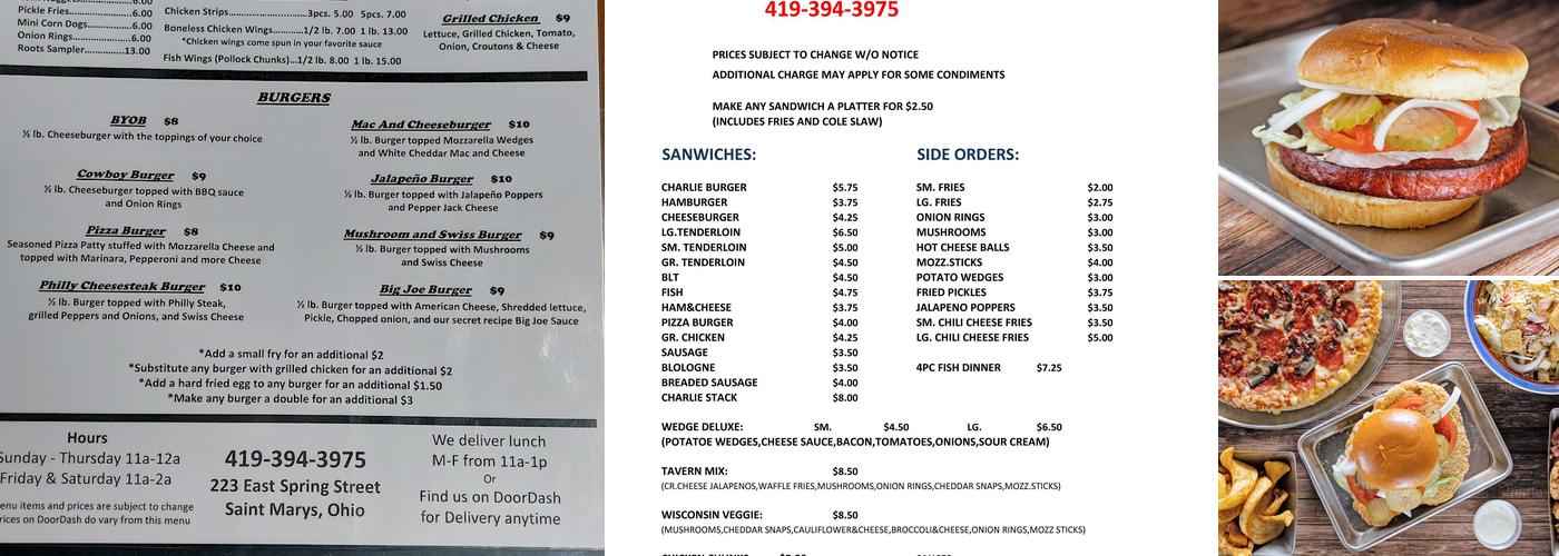 Roots Pub Menu