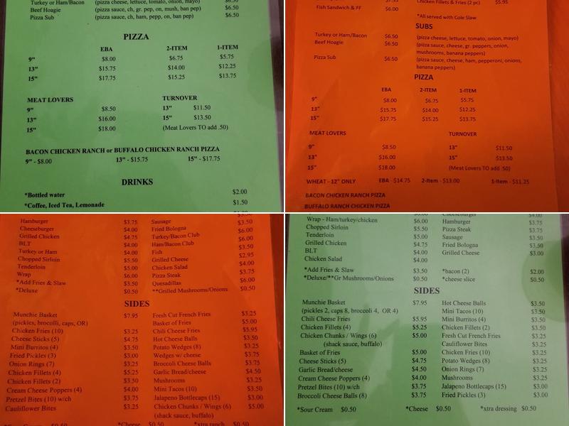 Shingle Shack Restaurant Menu