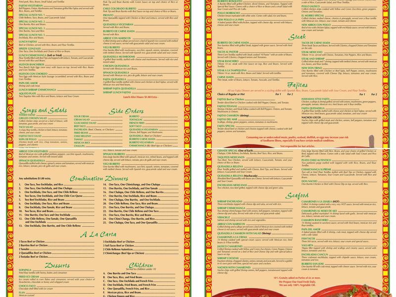 Casa Lupita Menu