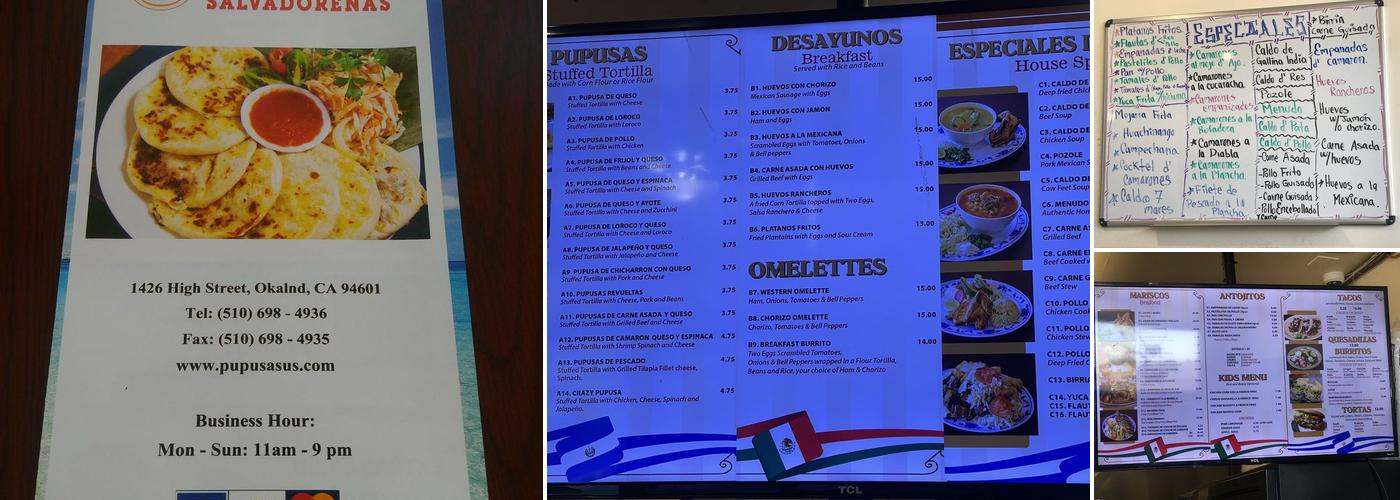 Pupusas Salvadorenas Menu