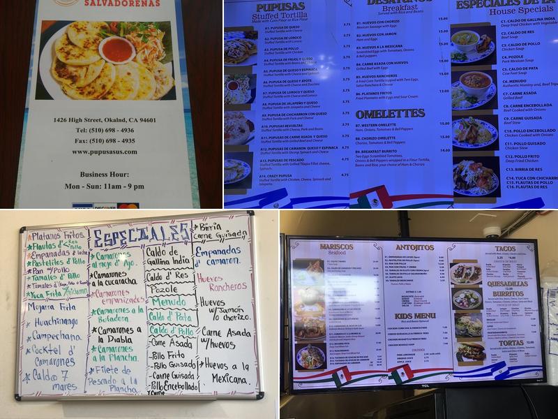 Pupusas Salvadorenas Menu