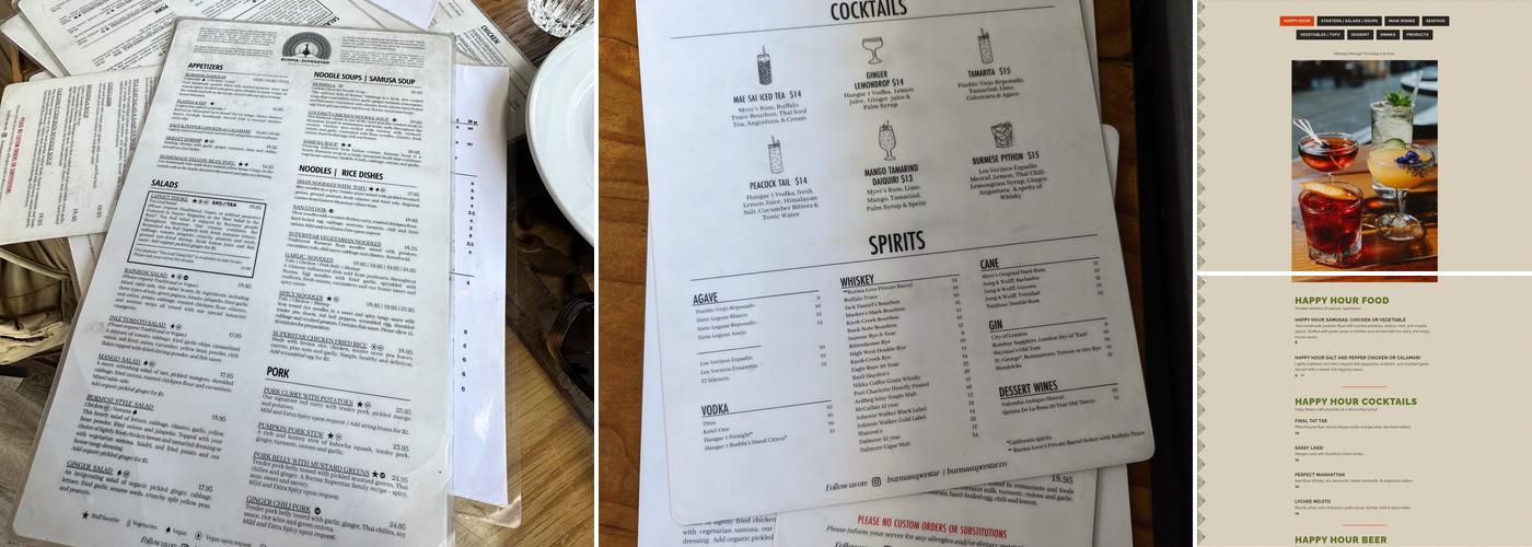 Burma Superstar Menu
