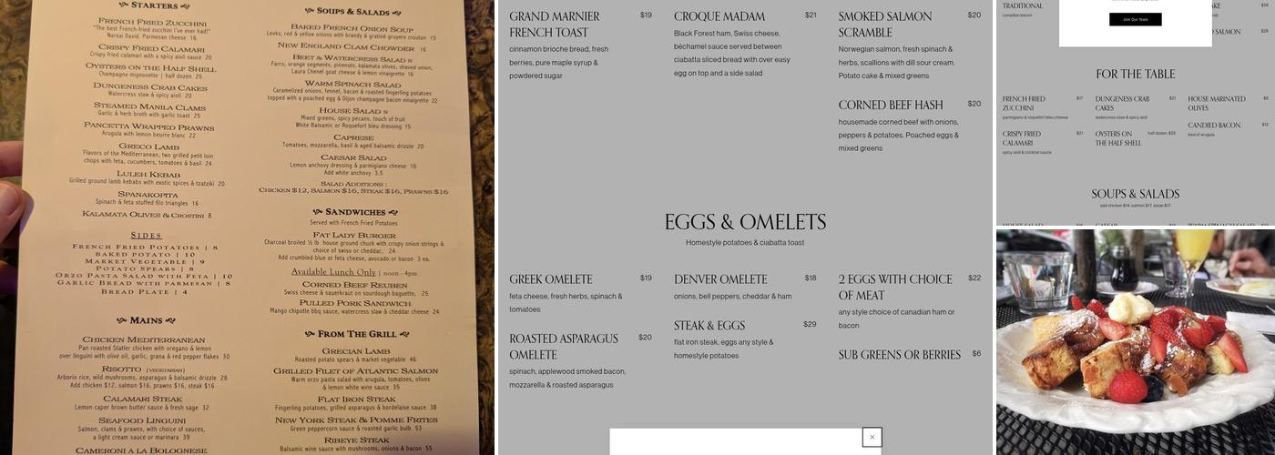 The Fat Lady Bar & Restaurant Menu