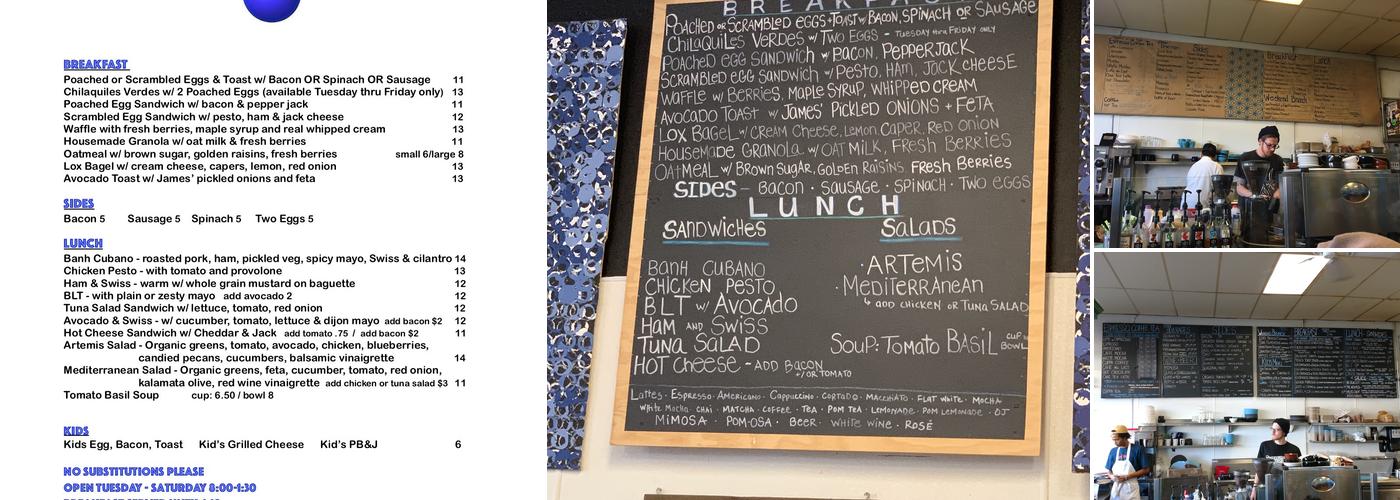 Blue Dot Cafe & Coffee Bar Menu